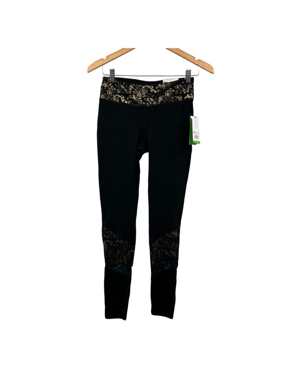 GAIAM Womens Ankle Leggings Yoga Low Rise Black/Gold Size Small New